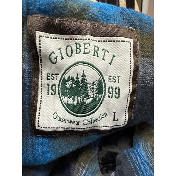 Gioberti Men's Gray Twill Jacket Flannel Fleece Lining Size Large 100% Cotton - Picture 5 of 6